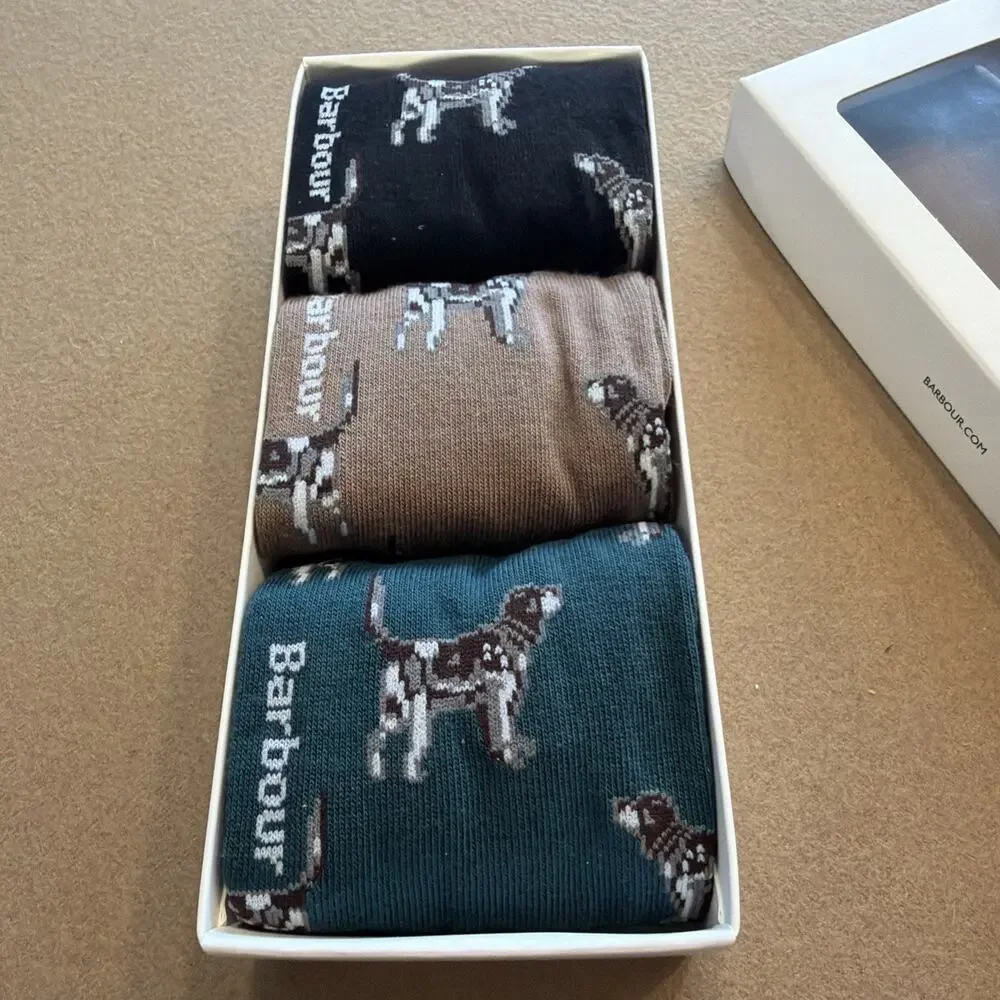 Barbour Men’s Sock Gift Set- Pointer Dog Socks Size L 7.5-11.5